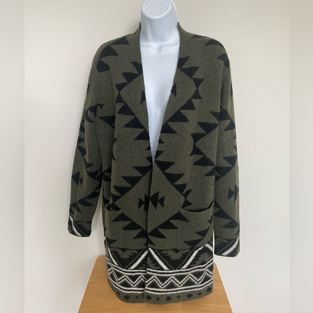 Frye Aztec Geometric Patterned Open Face Cardigan… - image 2